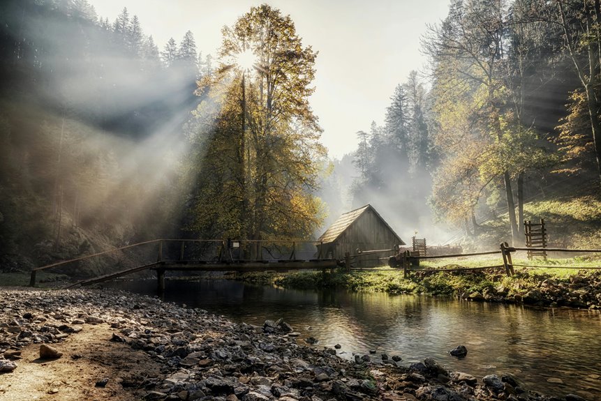 cozy autumn river retreat