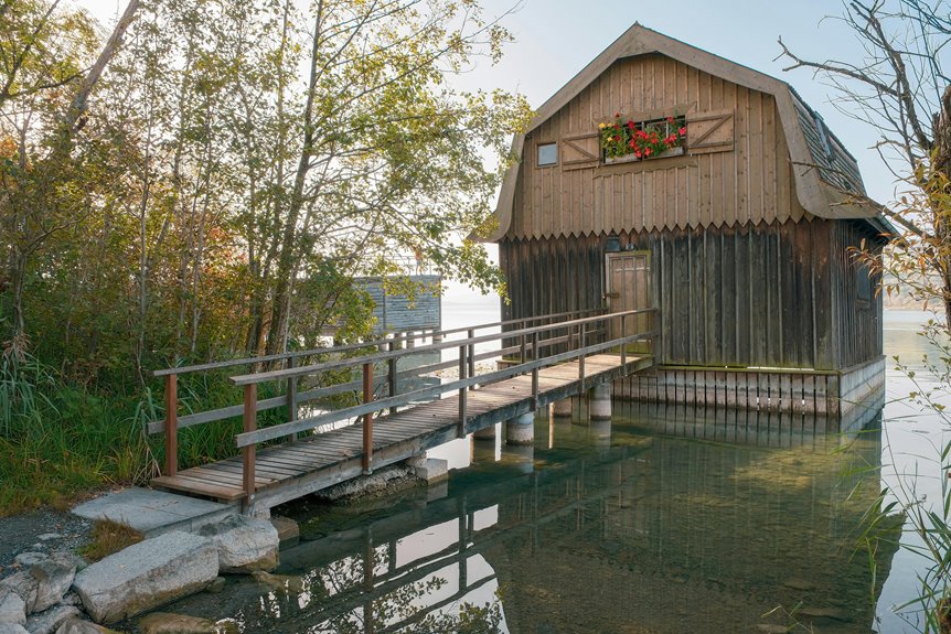 lakeside accommodations with piers