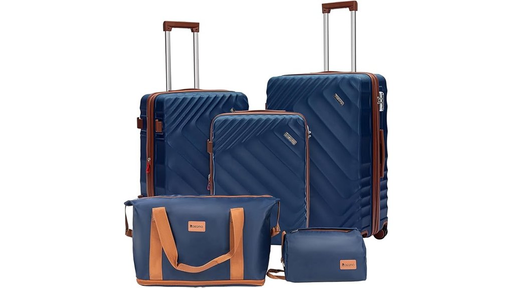 expandable dark blue luggage set