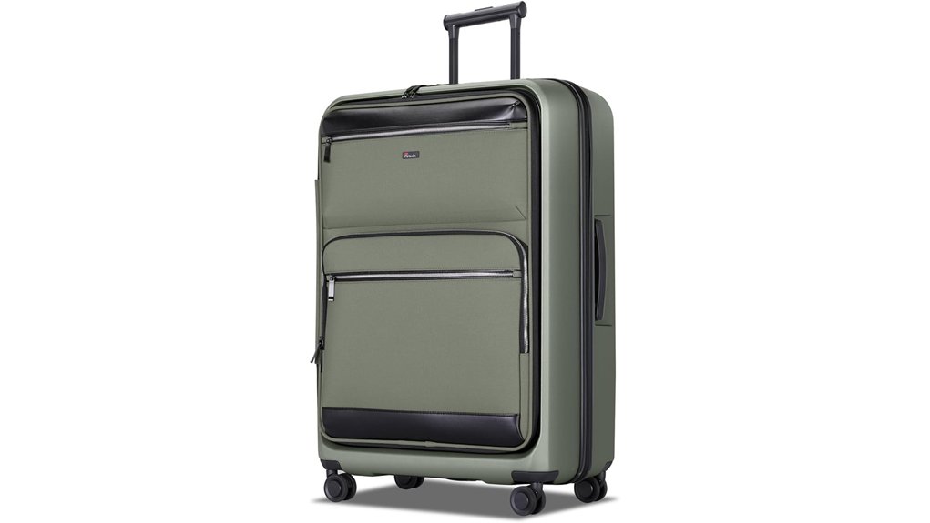 expandable green spinner luggage