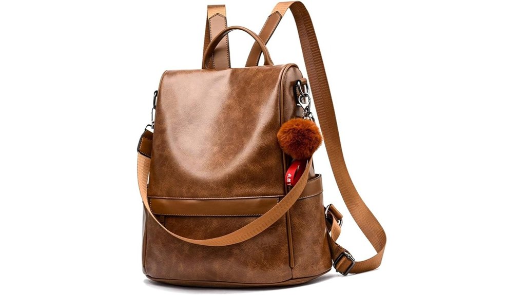 stylish anti theft leather backpack