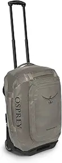 tan wheeled travel duffel