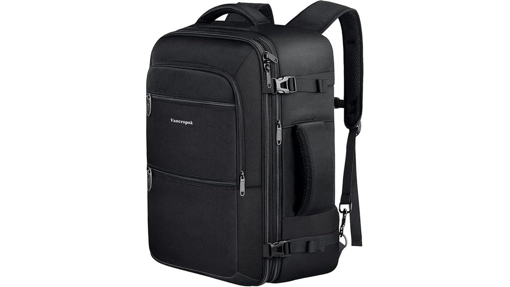 45l expandable black backpack