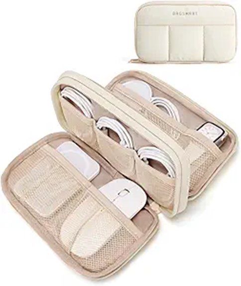Best Electronics Organizers for Cables and Chargers 13 bagsmart beige electronics case