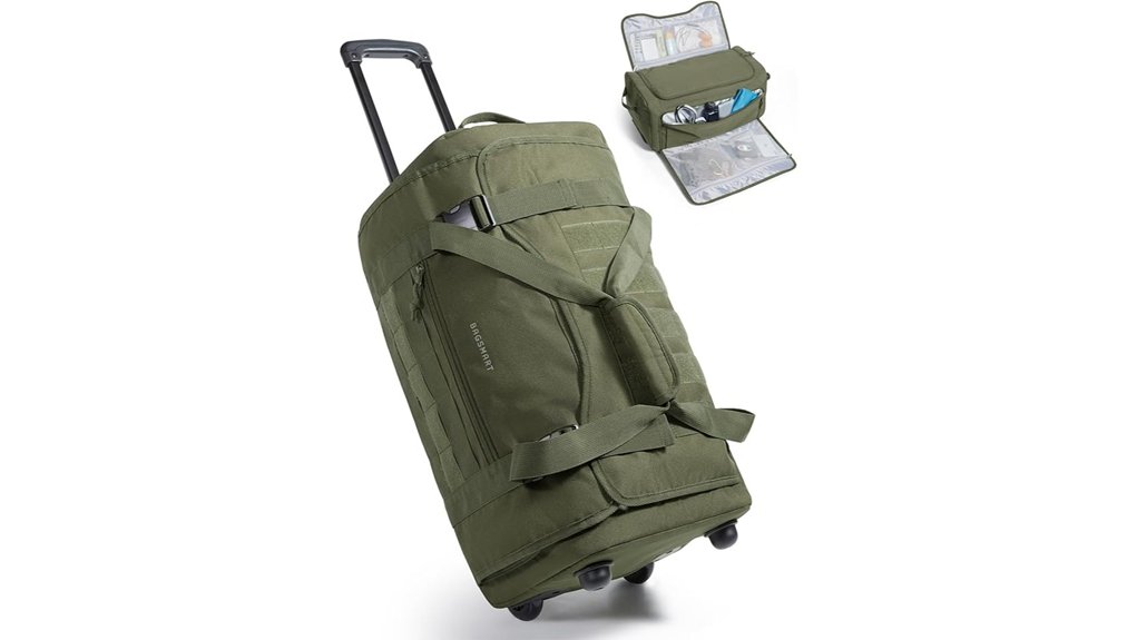 bagsmart olive rolling duffle