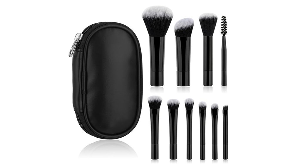 Best Mini Makeup Brush Sets for Effortless Travel 5 black 10 piece travel brushes