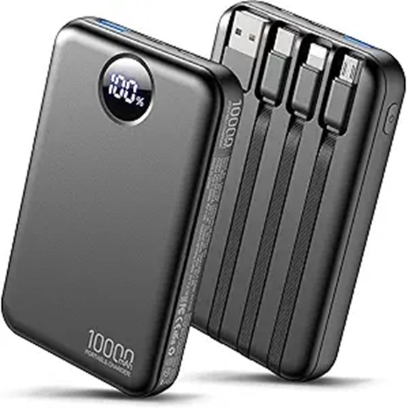 Top Travel Power Banks With Built-In Cables for Trips 7 black 10k mah cablebundle