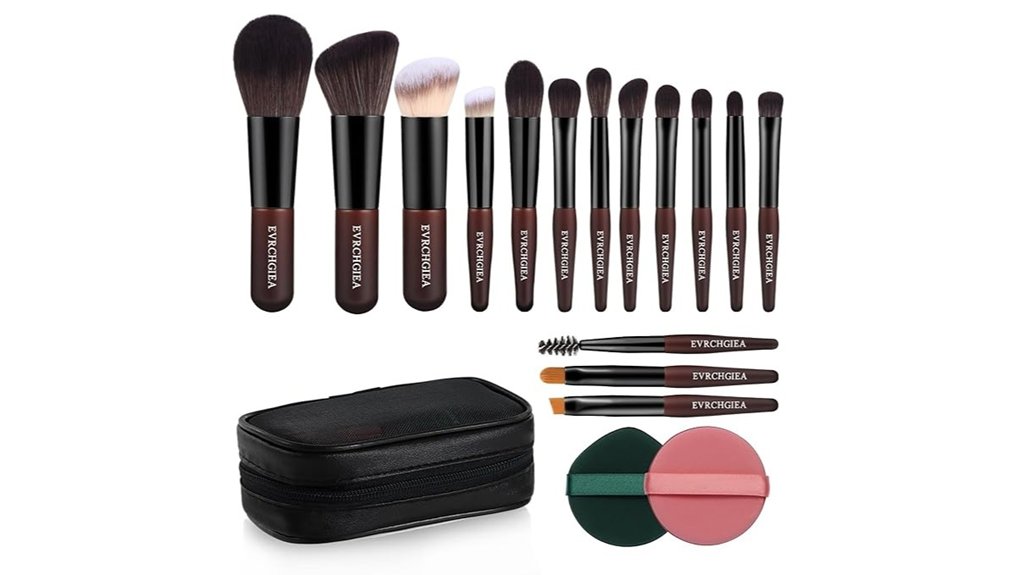 Best Mini Makeup Brush Sets for Effortless Travel 8 black brown 15 brush set