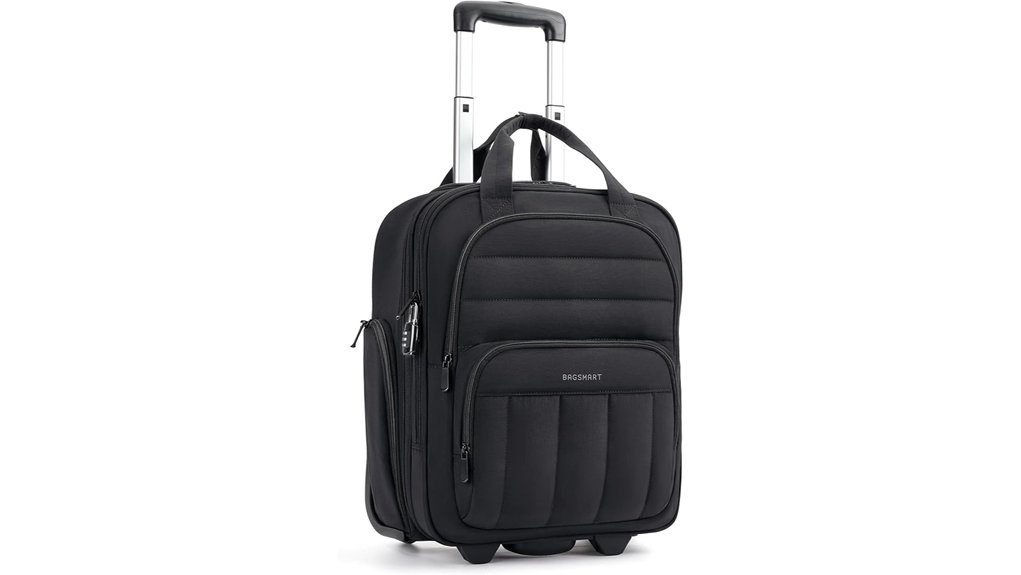 black wheeled underseat luggage