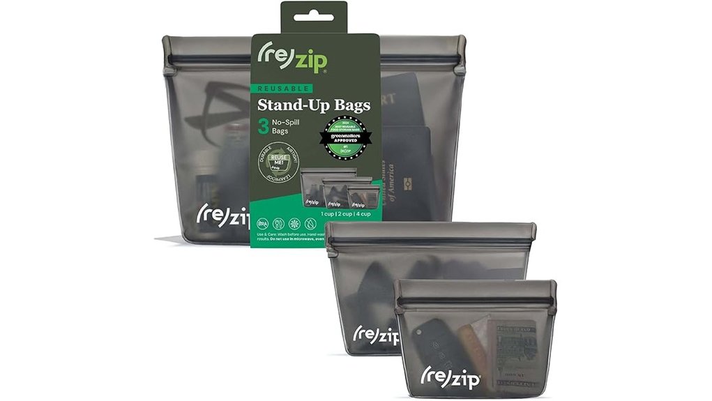 Reusable Snack Bags With Leakproof Zippers For Flights 14 bpa free reusable 3 piece set
