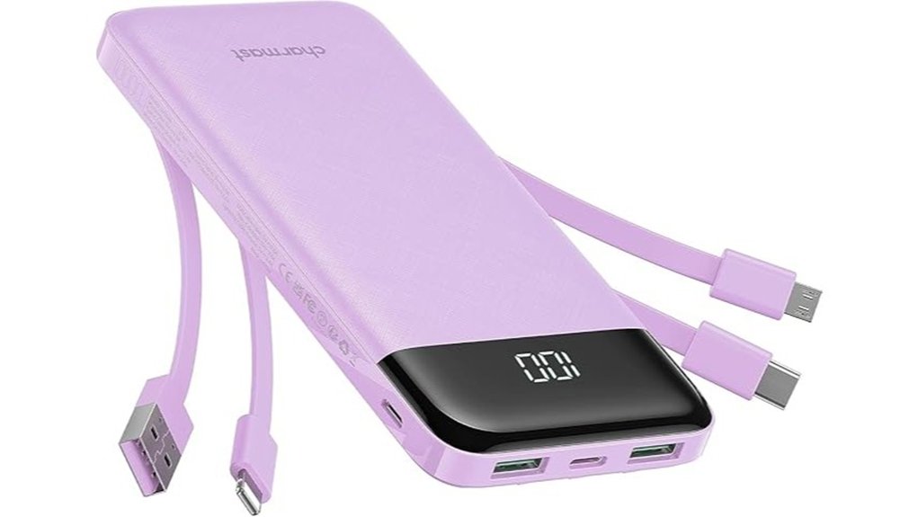 charmast 10000mah built in cables