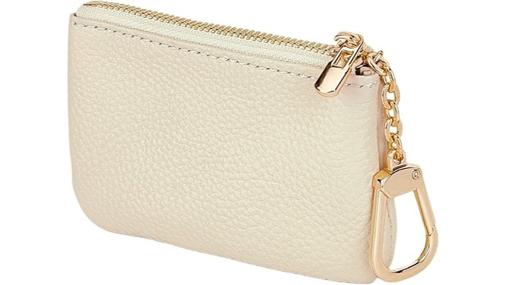 Best Small Zip Pouches for Coins, Keys, and Earbuds 4 creamy leather coin keychain