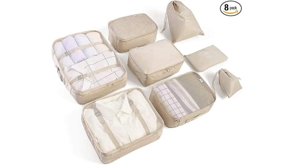 eight piece travel packing cubes