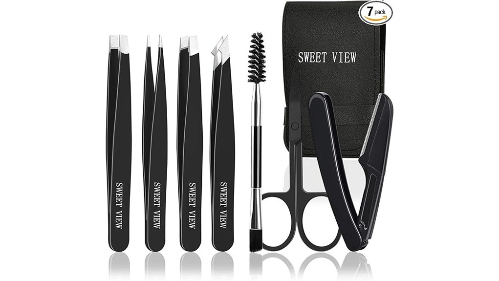 Best Tweezers & Grooming Tools for Travel Kits 14 eyebrow tweezers kit scissors razor spoolie