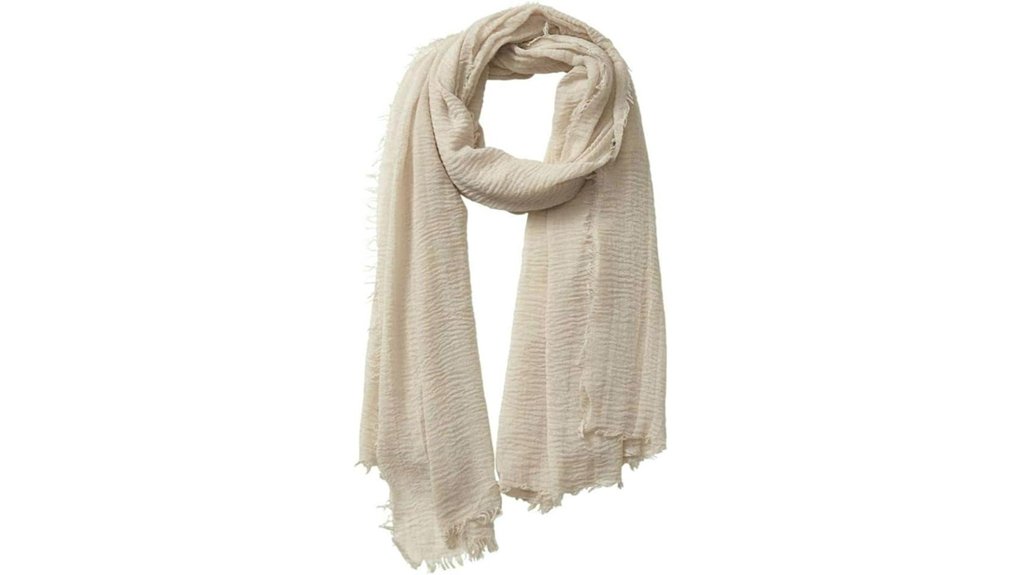 fringed cotton blend scarf