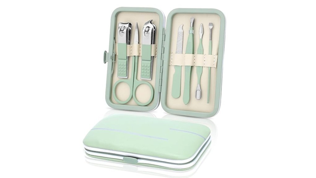 Best Travel Nail Care Kits That Pack Light 4 green 7 in 1 steel manicurepedicure