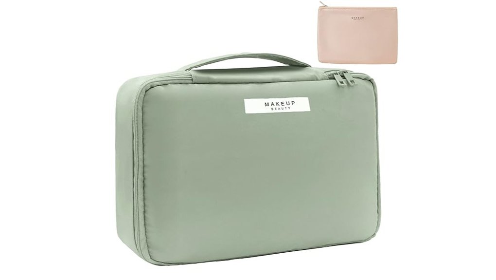 Top Travel Makeup Bags for Easy Cleaning & Great Compartments 6 green travel makeup bag
