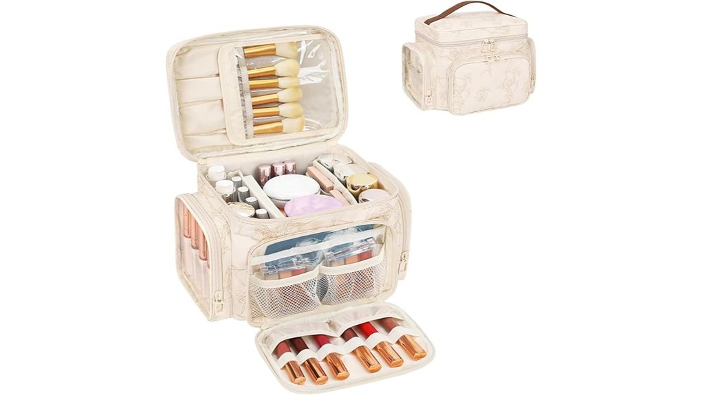 Top Travel Makeup Bags for Easy Cleaning & Great Compartments 11 large makeup bag brush pockets