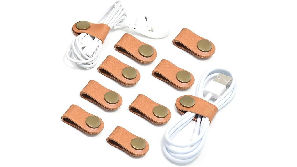 Best Cable Clips and Cable Tidies for Travel 10 leather cable organizer pack