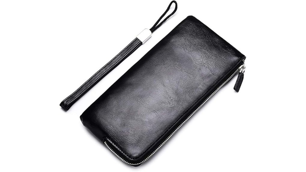 leather zip around bifold wallet