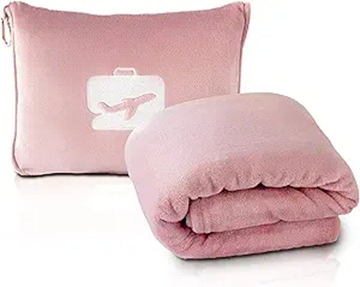 light pink travel blanket