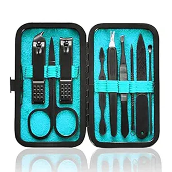 Best Tweezers & Grooming Tools for Travel Kits 12 nine in one stainless manicure set