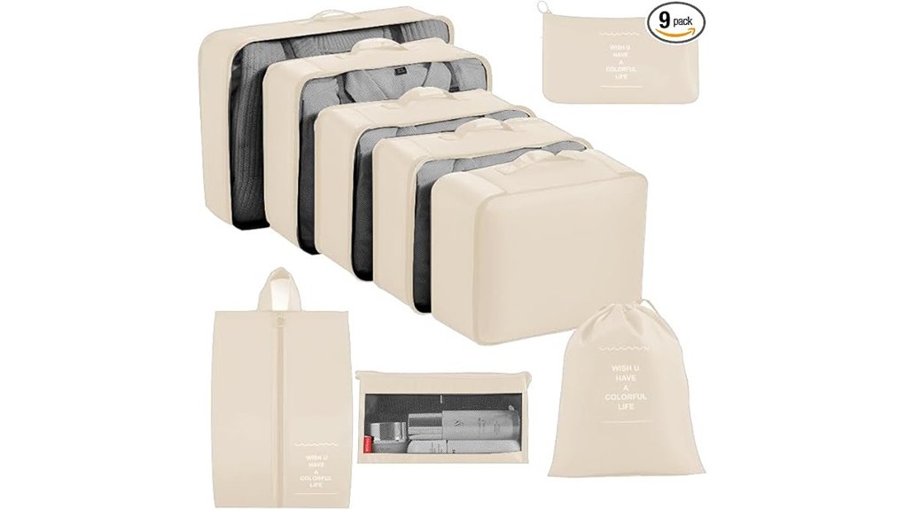 nine piece travel packing cubes