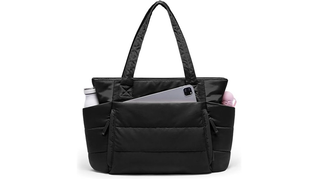 quilted puffer tote zipper
