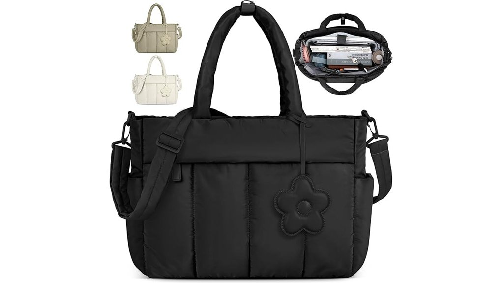 Tote Bags That Double as Personal Items 6 rainsmore 15 6 inch quilted tote