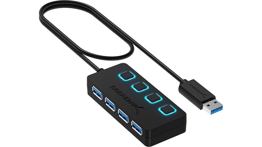 Best USB Hubs for Connecting Multiple Devices 6 sabrent four port usb 3 0 leds