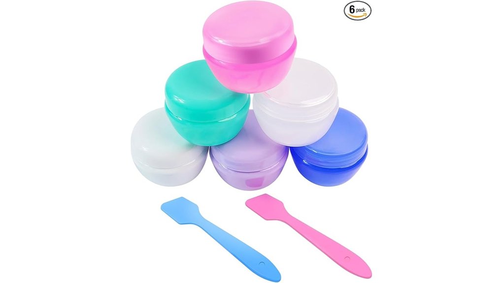 six 20ml travel containers