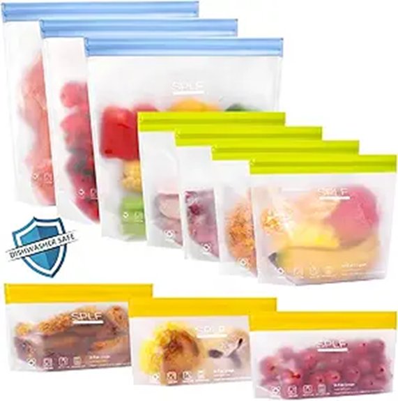 Reusable Snack Bags With Leakproof Zippers For Flights 9 splf 10 pack reusable food
