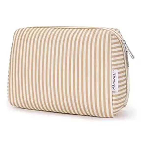 Top Travel Makeup Bags for Easy Cleaning & Great Compartments 4 striped large makeup compartment