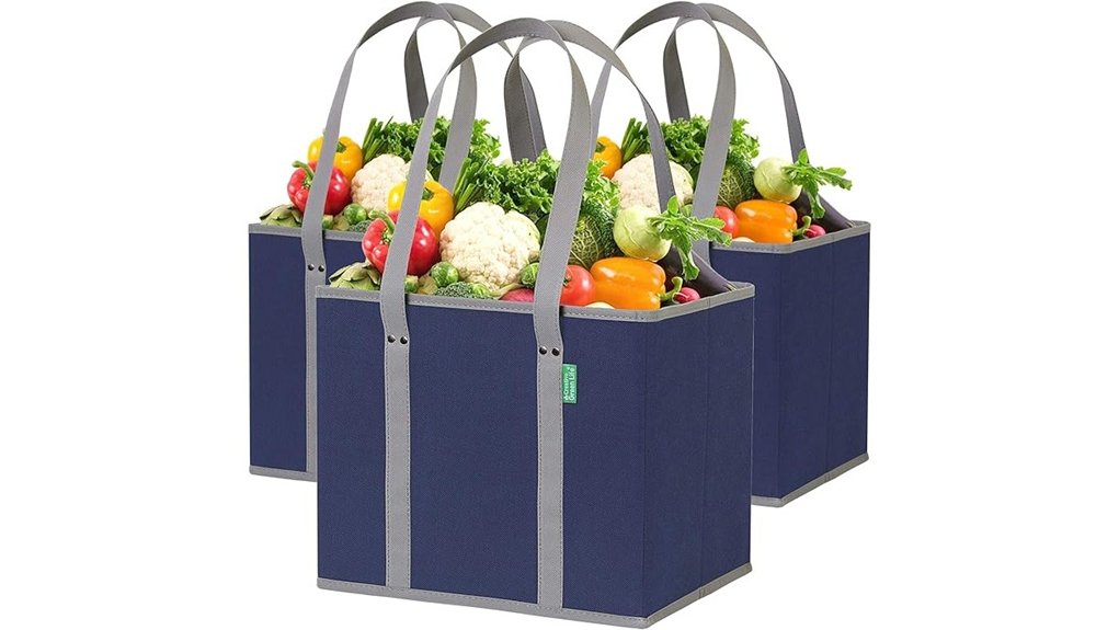 Foldable Shopping Bags That Make Market Days Effortless 9 three pack reusable box shaped bags