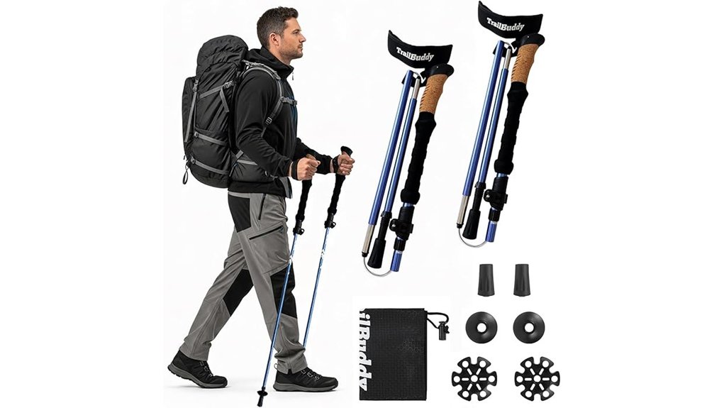 trailbuddy foldable trekking poles cork grip