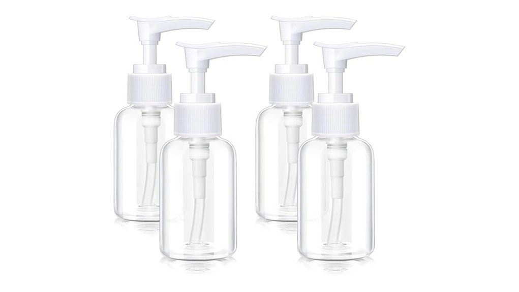 Best Mini Pump Bottles for Lotions and Sunscreen 4 transparent travel pump bottles