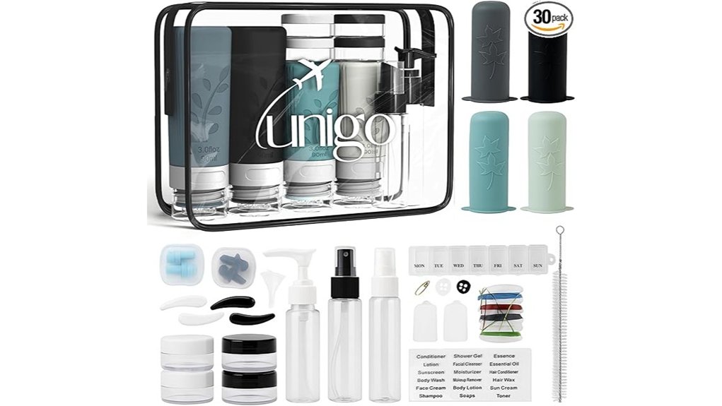 travel bottle set gray