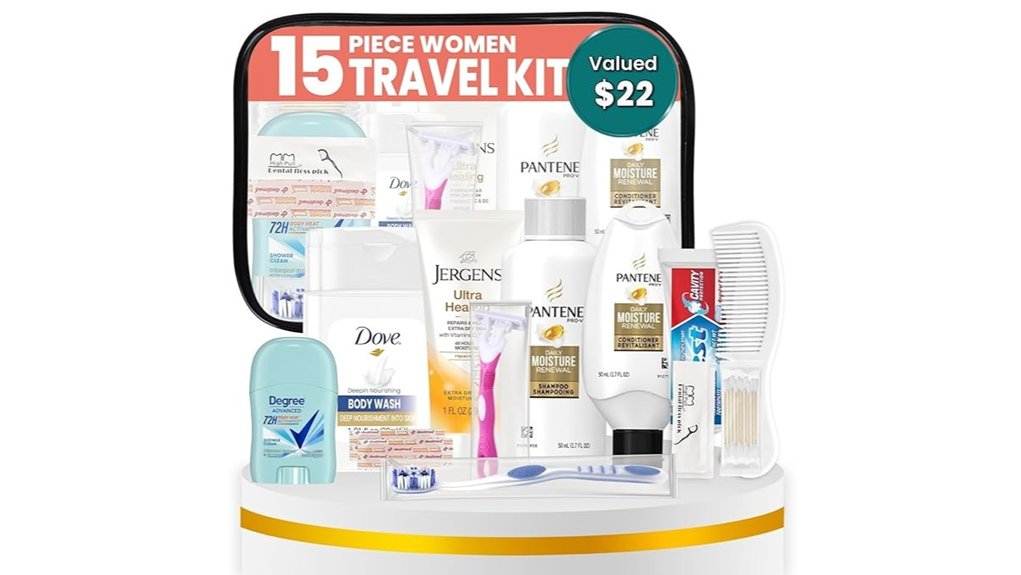 TSA-Approved Toiletry Bags & Sizes You’ll Want for Travel 12 trektote 15 piece women s kit