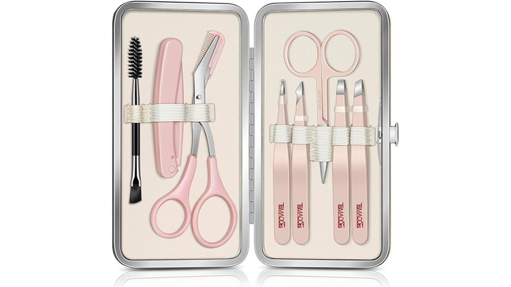 Best Tweezers & Grooming Tools for Travel Kits 4 tsmaddts 8 in 1 eyebrow kit