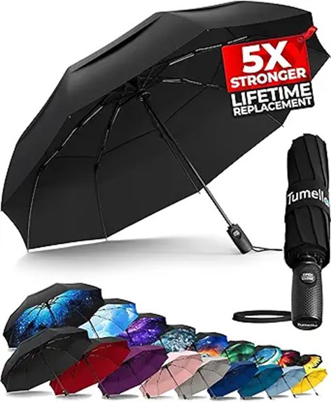 Best Compact Umbrellas for City Rain 1 tumella windproof auto fold umbrella