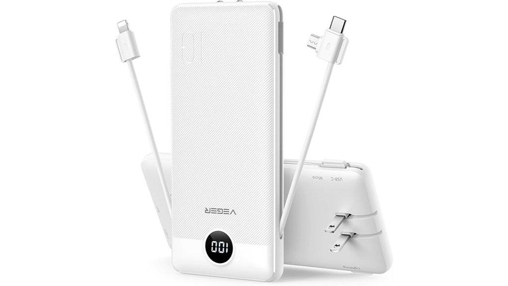 Top Travel Power Banks With Built-In Cables for Trips 2 veger 10000mah iphone charger