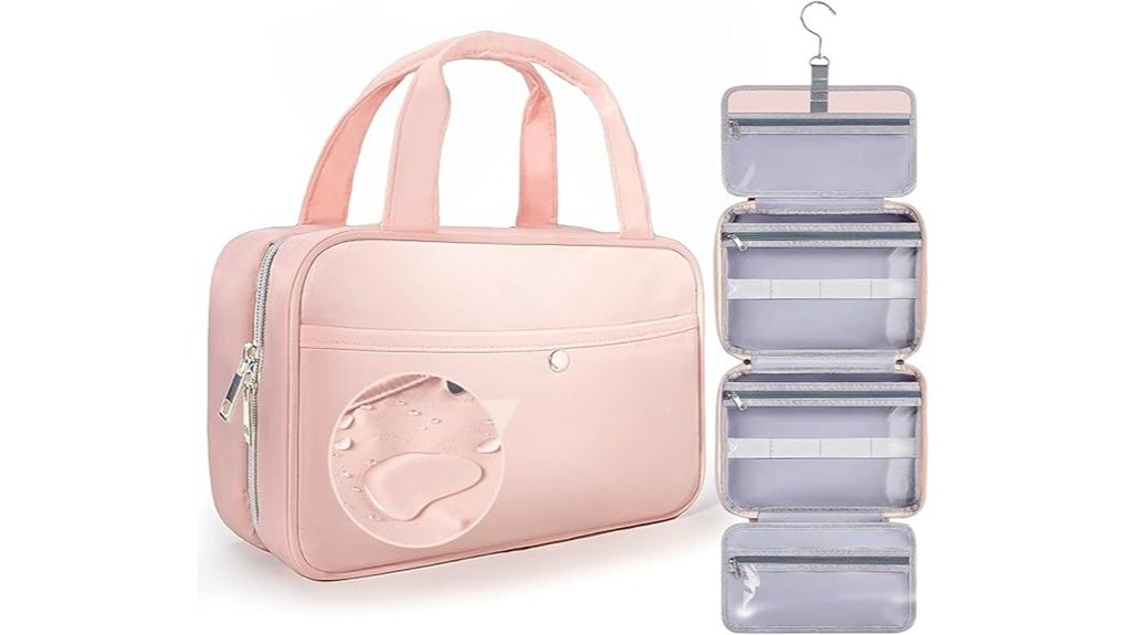 Must-Have Hanging Toiletry Bags for Tiny Bathroom Spaces 7 waterproof hanging pink toiletry