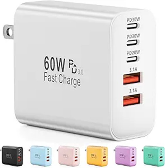 Must‑Hold USB‑C Wall Chargers for Fast Power & Multi‑Ports 1 white 5 port 60w usb c