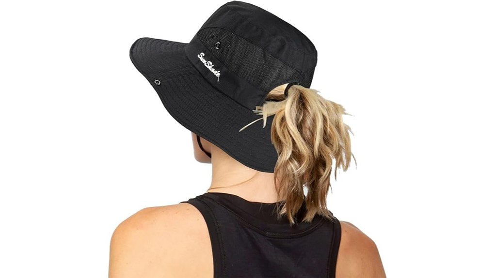 women s uv foldable sunhat ponytail
