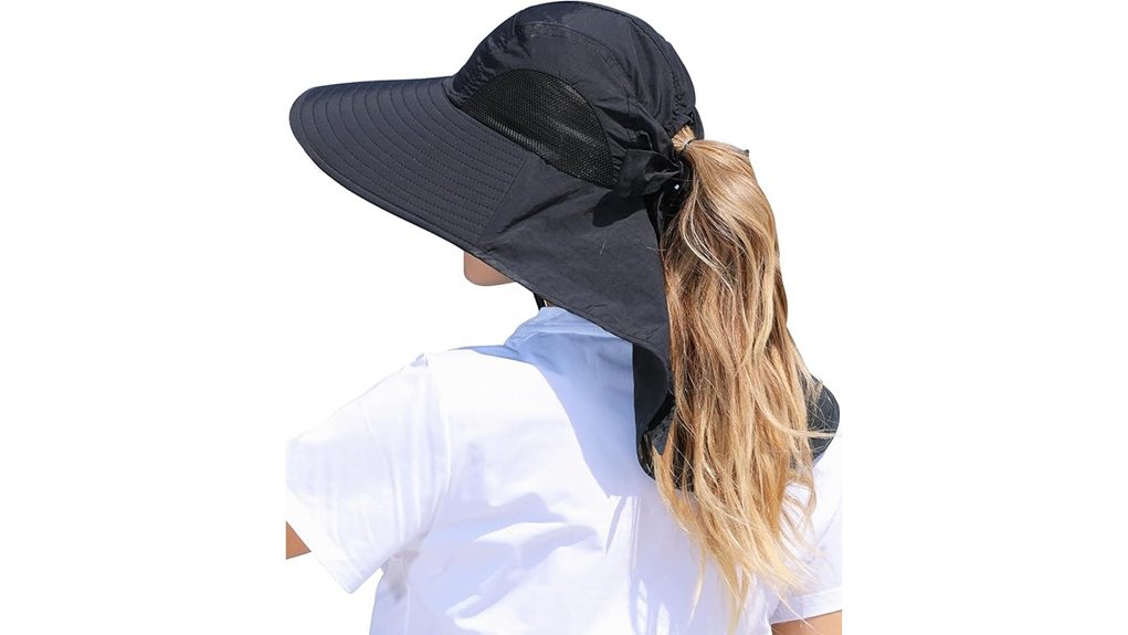 women s uv sun hat ponytail