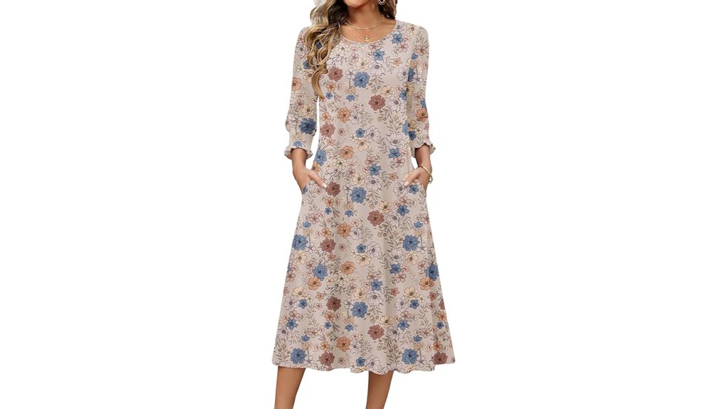 zeagoo floral midi dress pockets