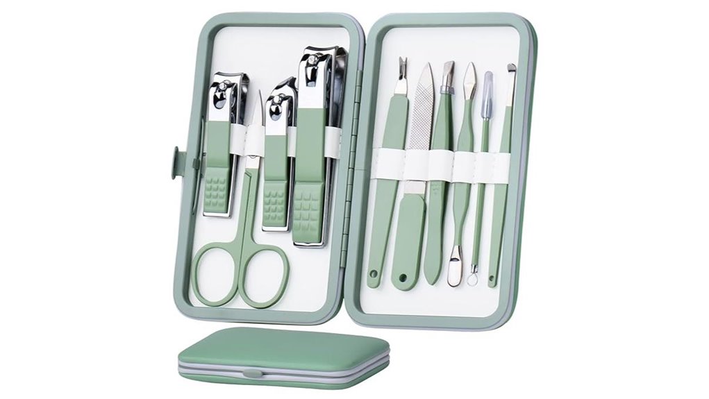 Travel Nail Kits With TSA‑Friendly Capped Tools That Fly Easy 1 10 in 1 stainless jade set