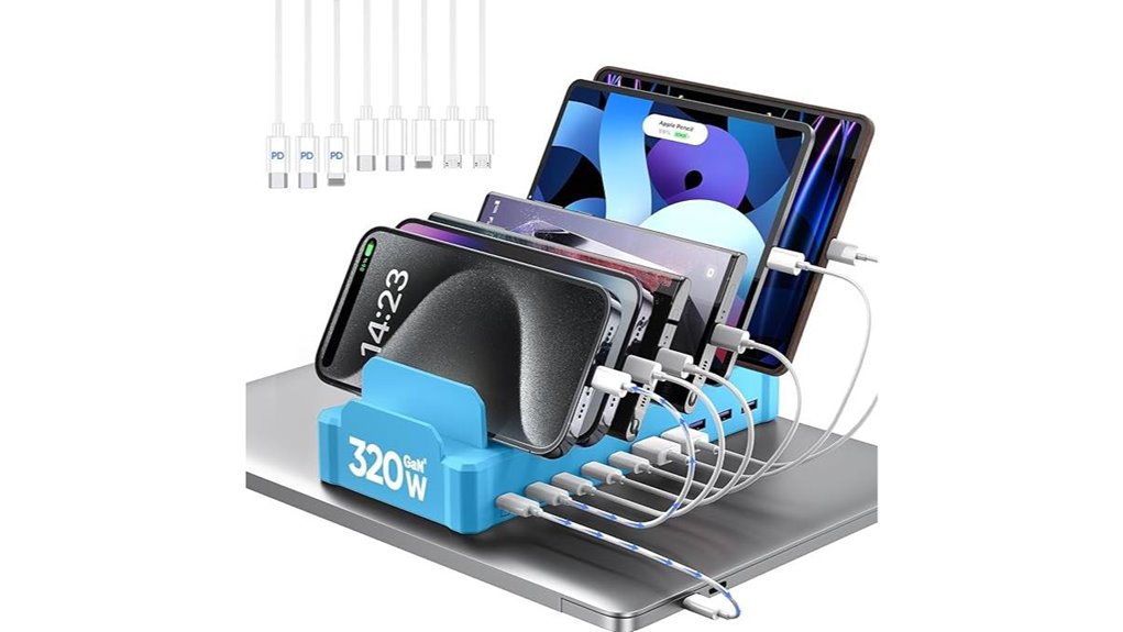 Family Multi-Charging Stations – One Outlet, Many Devices 15 10 port 320w usb c dock