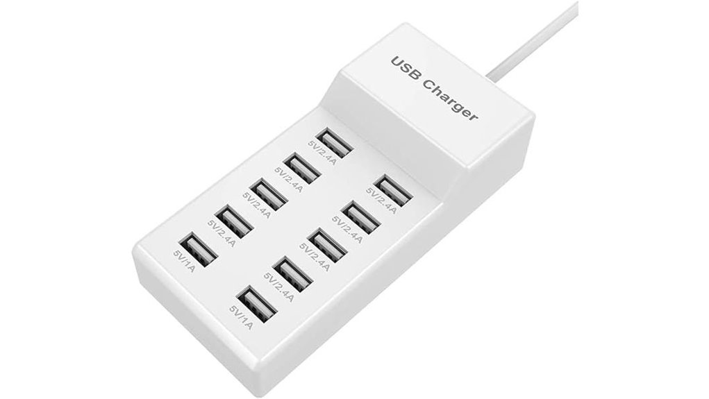 Family Multi-Charging Stations – One Outlet, Many Devices 12 10 port rapid auto detect charger