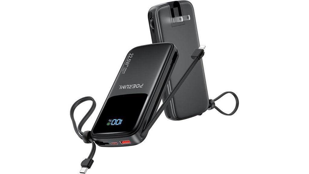 Power Banks with Built-In Cables (USB‑C/Lightning) Keep Charged 12 10kah ac led usb c
